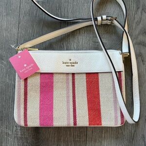 Kate Spade Pink and Red Striped Crossbody Bag